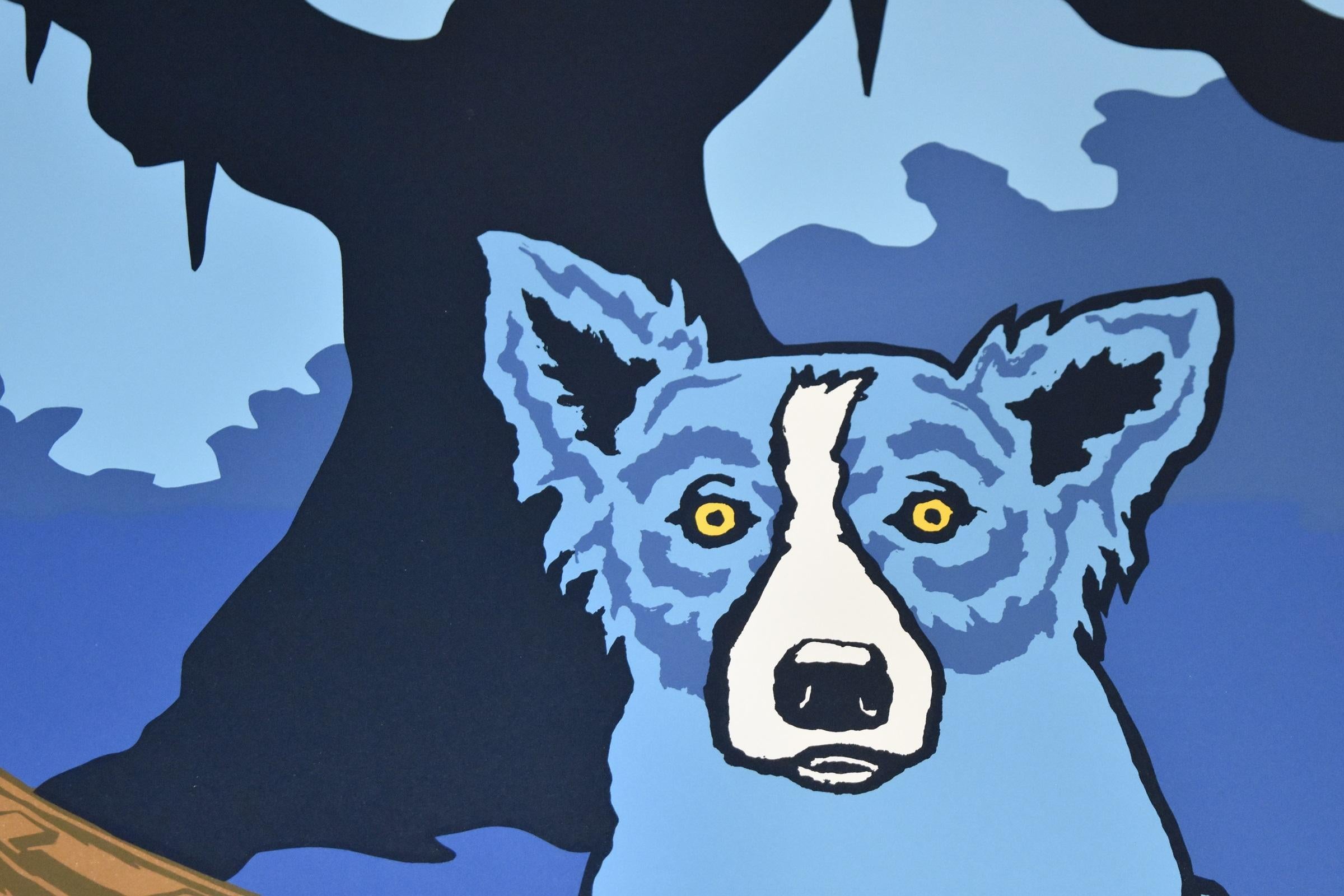 Impression sérigraphiée signée « Row With Me Henry » avec chien bleu - Pop Art Print par George Rodrigue
