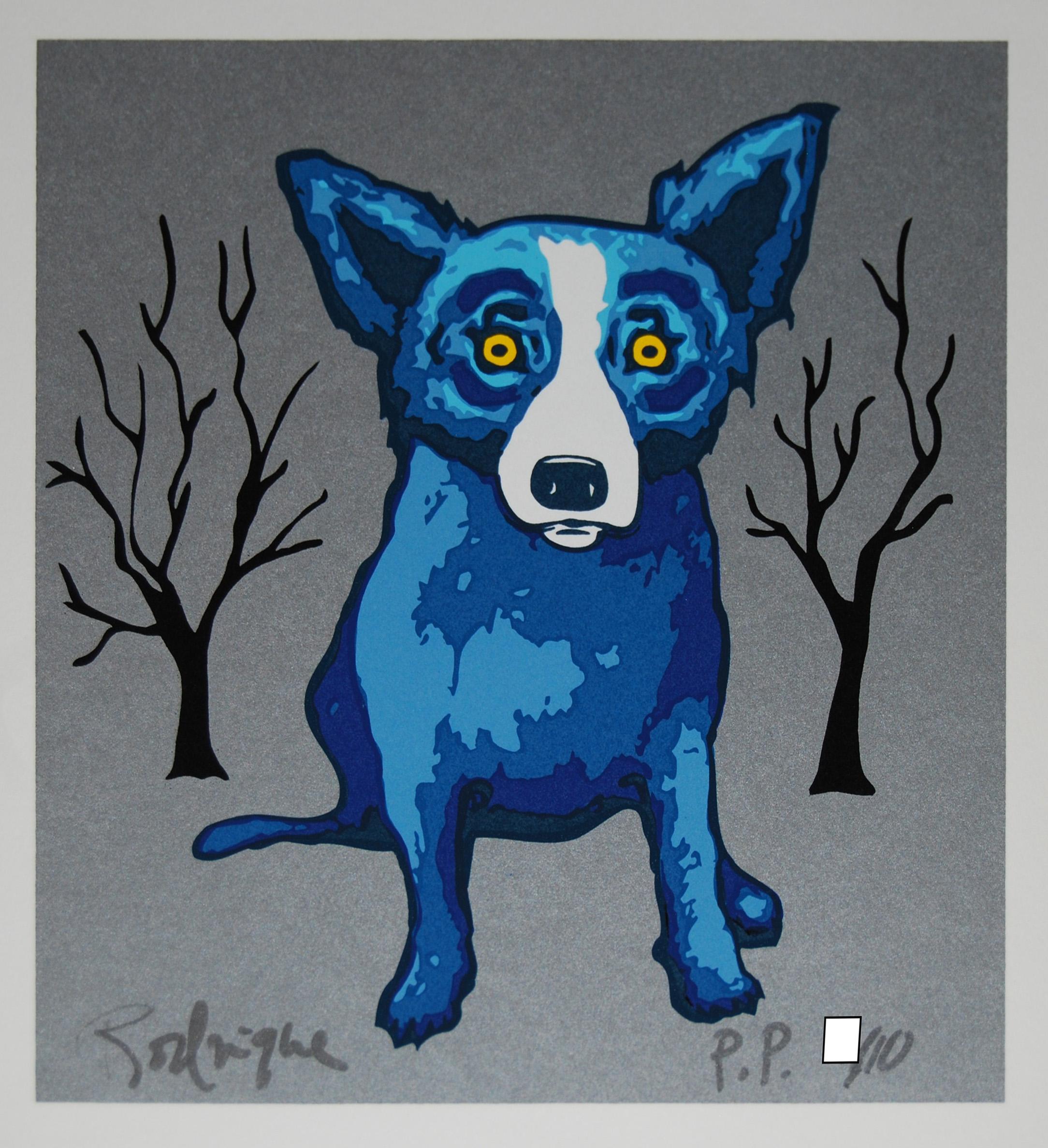 George Rodrigue Animal Print - Silverado - Signed Silkscreen Blue Dog Print