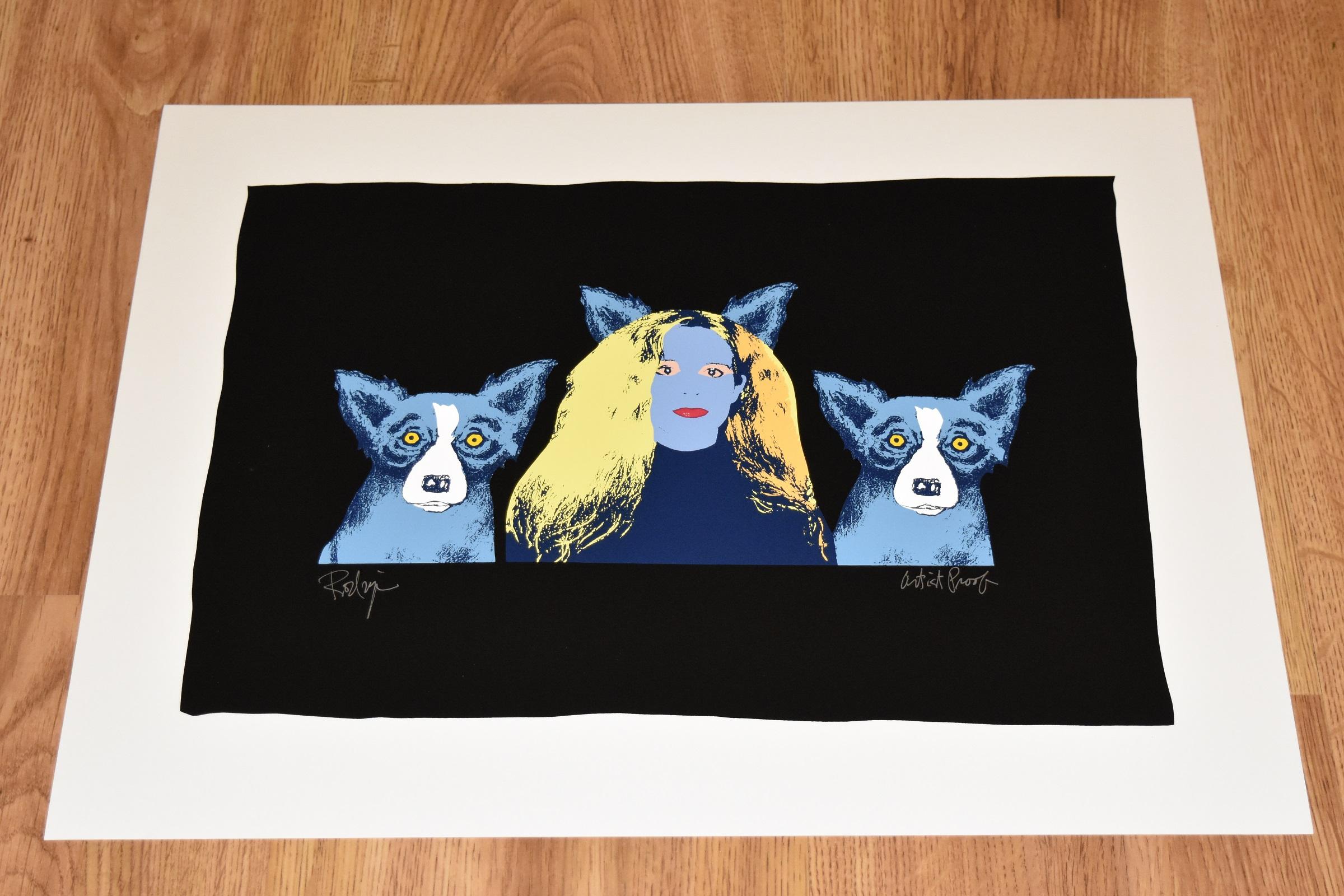 Anime gemelle - Variante 4 - Serigrafia firmata Cane blu - Print di George Rodrigue