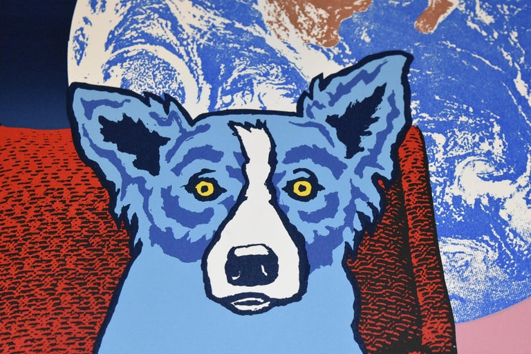 Artist:  George Rodrigue
Title:  Blue Dog “Space Chair - Split Font - Blue/Pink 2”
Medium:  Silkscreen 
Date:  1992
Edition:  Artist Proof
Dimensions:  34 X 24” 
Description:  Signed & Unframed
Condition:  Excellent 
