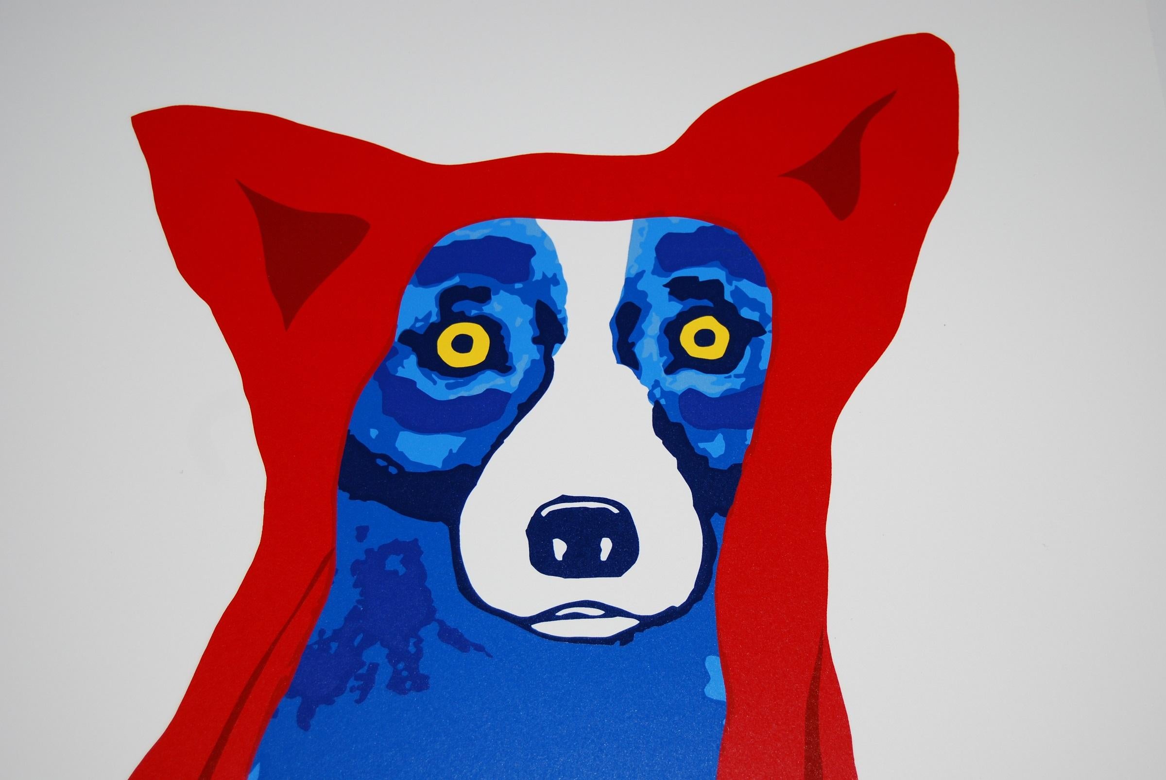 Artist:  George Rodrigue
Title:  Blue Dog “Space Traveler - White”
Medium:  Silkscreen	
Date:  1997
Edition:  Artist Proof
Dimensions:  11.5” X 16”
Description:  Signed & Unframed
Condition:  Excellent 
