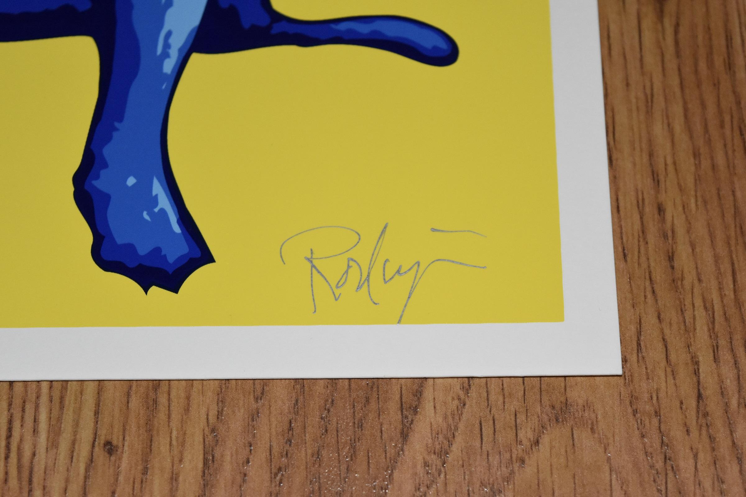 This Blue Dog work consists of a blue dog with soulful eyes on a bright yellow background.  This pop art animal original silkscreen print on paper is guaranteed authentic and is hand signed by the artist.

Artist:  George Rodrigue
Title:  Blue Dog