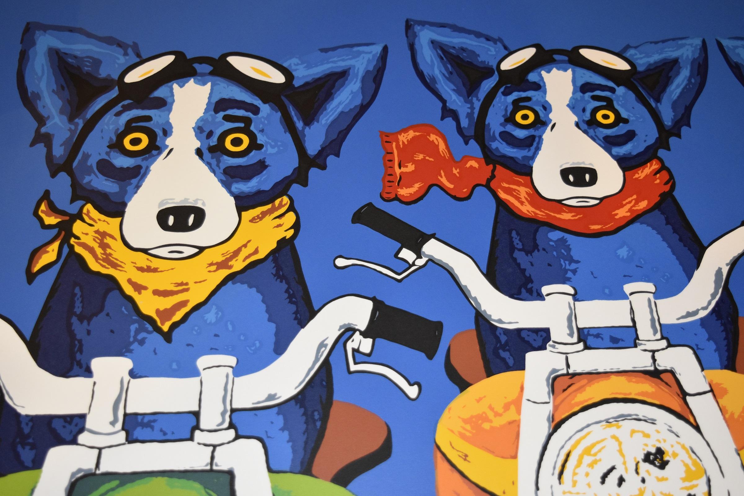 The Rat Pack - Blau - Signierter blauer Seidendruck Hund (Pop-Art), Print, von George Rodrigue