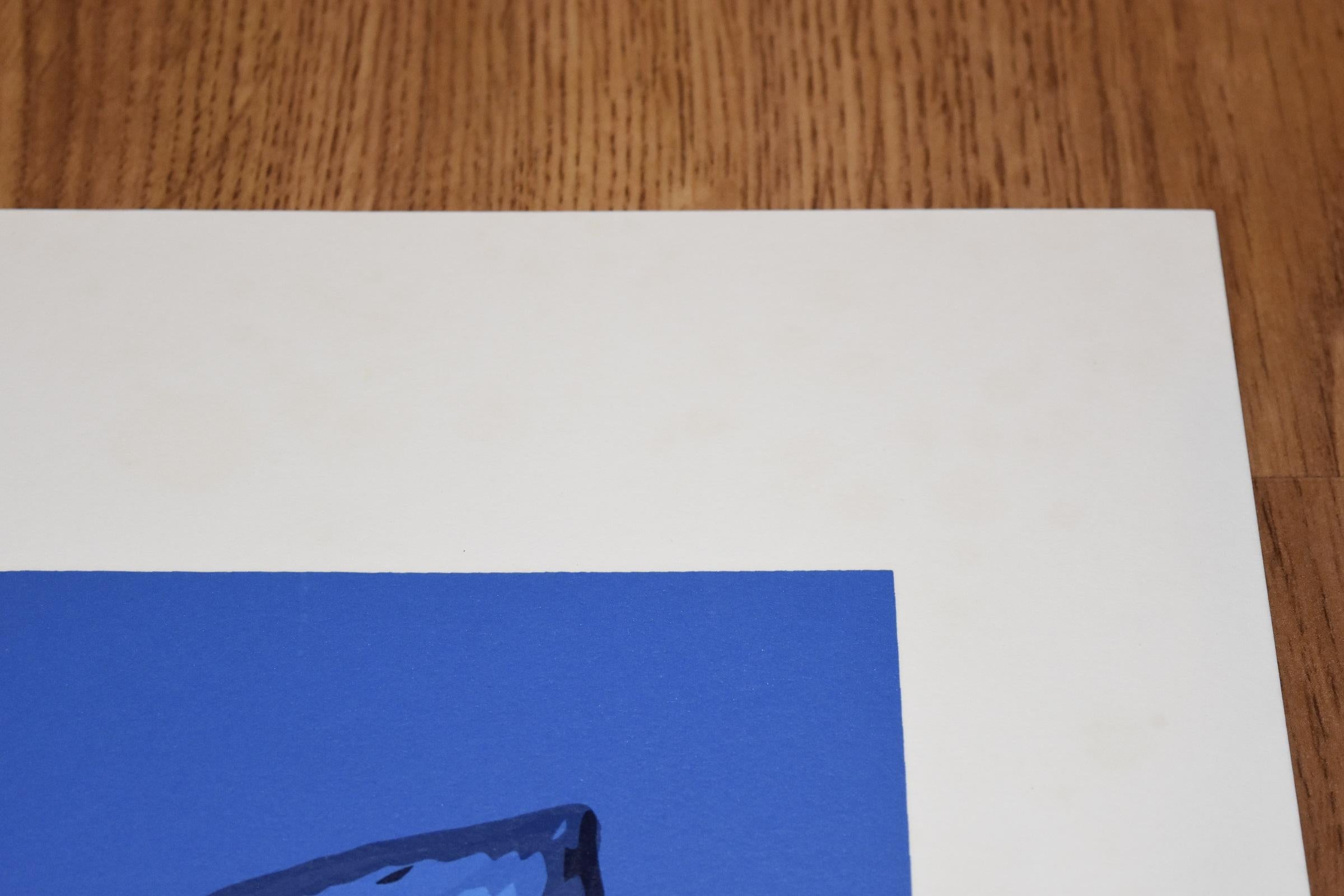 Le Rat Pack - Bleu - Impression sérigraphiée en soie signée - Chien bleu en vente 1