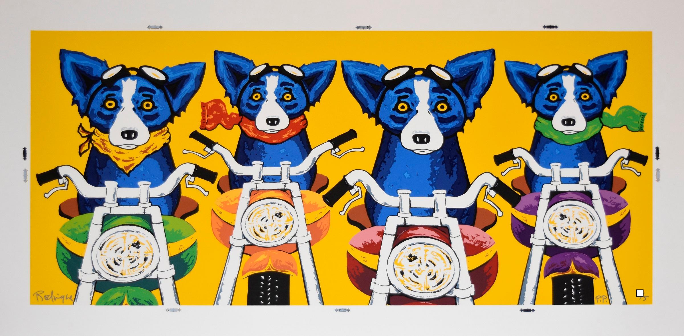 The Rat Pack - Yellow - Signed Silkscreen Print Blue Dog