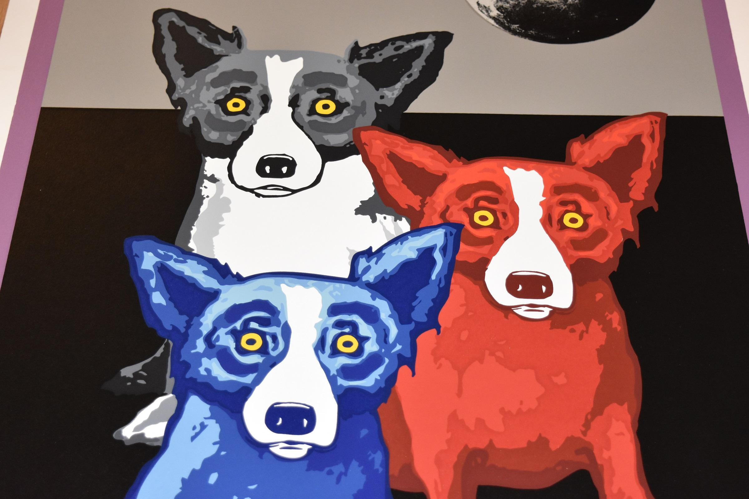 three blue dogs