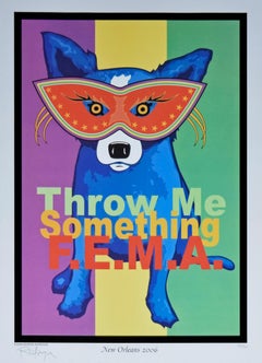 Throw Me Something F.E.M.A. - Signed Silkscreen Blue Dog Print
