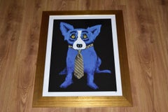 Tie Me Up - Black - Signed Silkscreen Blue Dog Print
