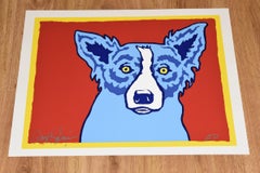 Top Dog - Red - Signed Silkscreen Print - Blue Dog