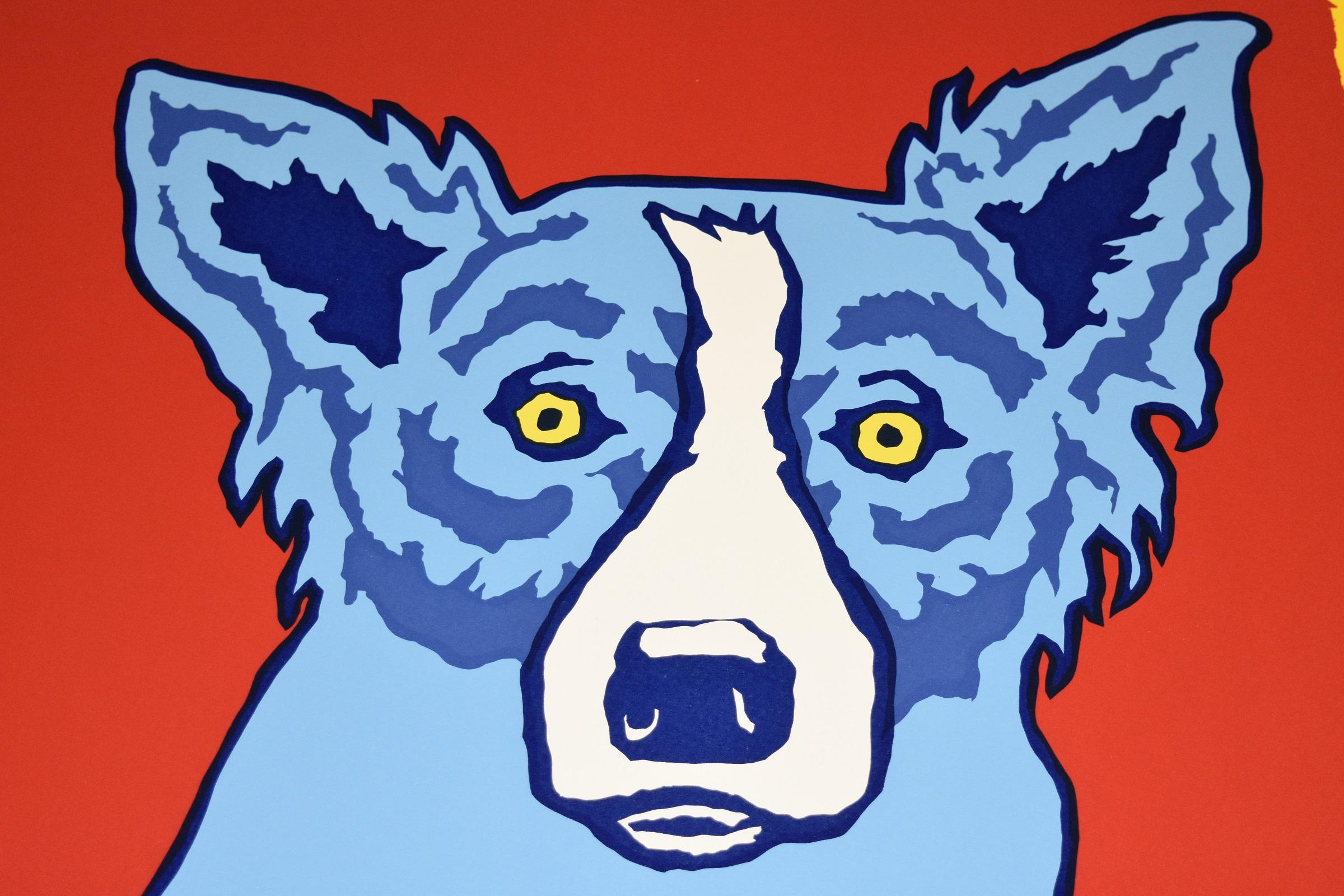 Artist:  George Rodrigue
Title:  Blue Dog “Top Dog - Red”
Medium:  Silkscreen 	
Date:  1992
Edition:  Artist Proof
Dimensions:  22 X 28”
Description:  Signed & Unframed 
Condition:  Excellent 
