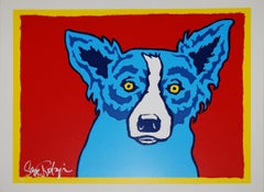 Top Dog - Red - Signed Silkscreen Print - Blue Dog