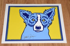 Top Dog Yellow - Signed Silkscreen Print Blue Dog