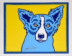 Top Dog Yellow - Signed Silkscreen Print Blue Dog