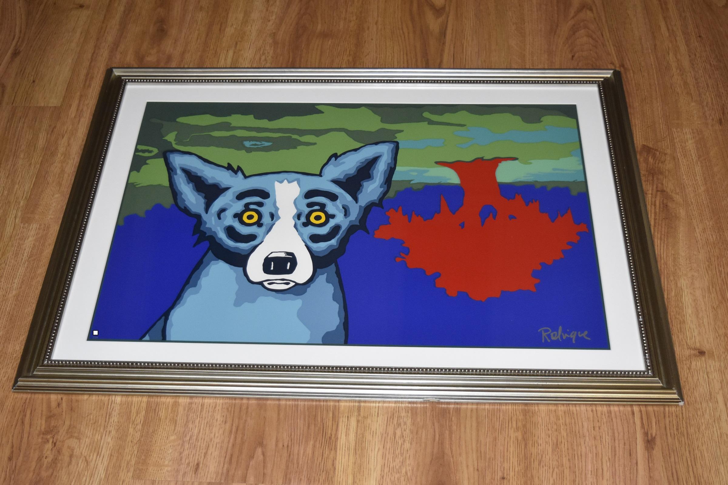 Topsy Turvy - Stampa serigrafica firmata del cane blu - Print di George Rodrigue
