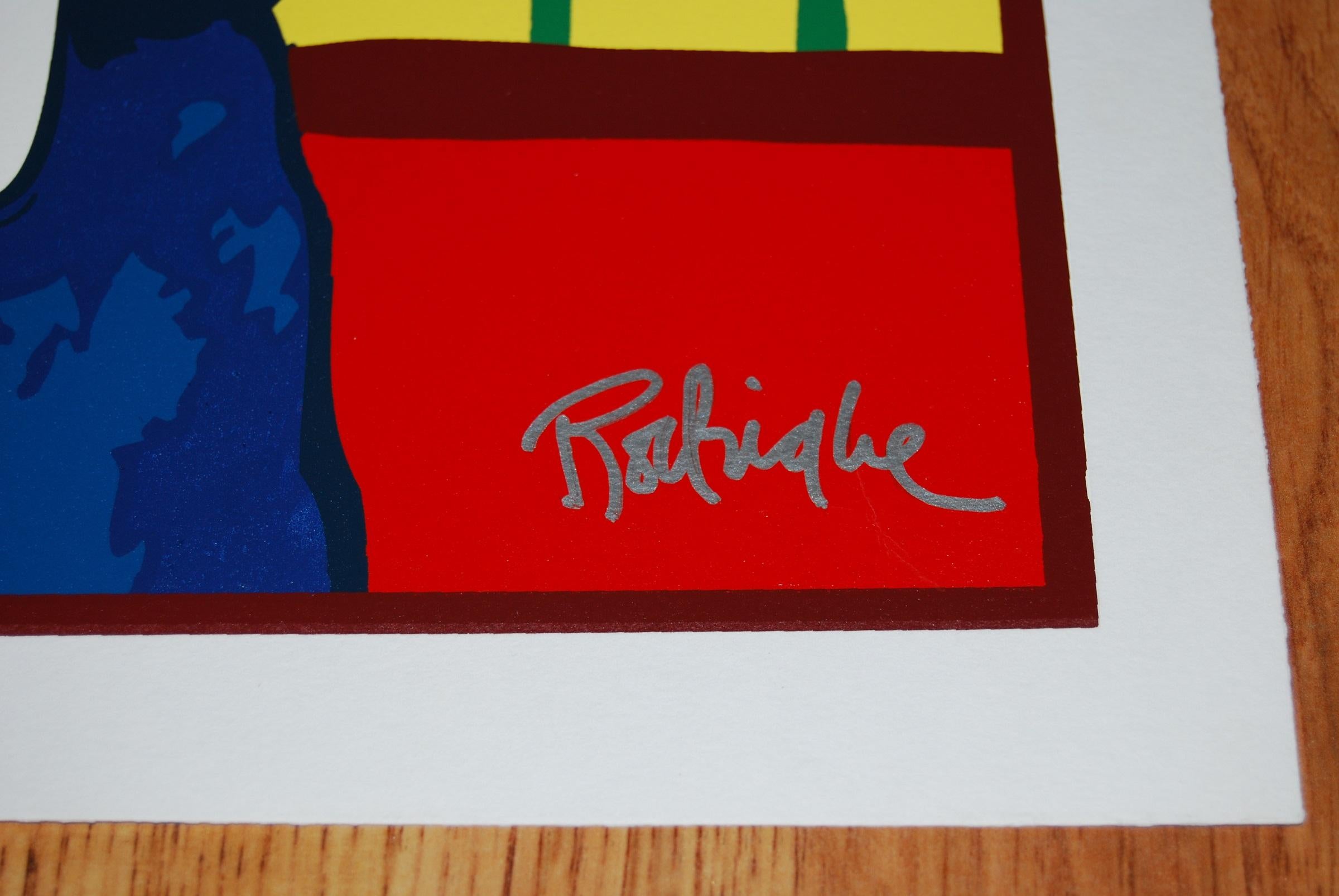 Truly Rudy – signierter Siebdruck aus Seide  (Orange), Animal Print, von George Rodrigue
