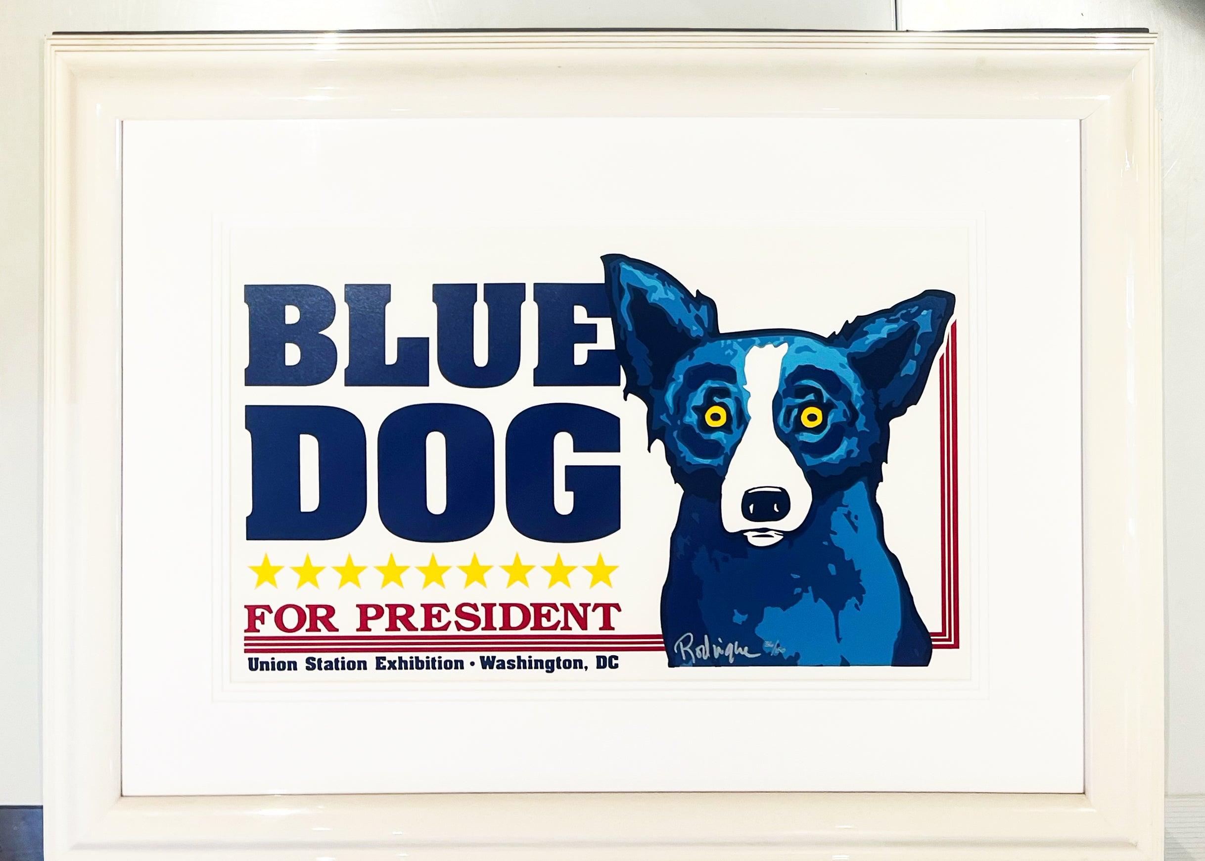 Union Station (Blauer Hund für Präsident) (Pop-Art), Print, von George Rodrigue