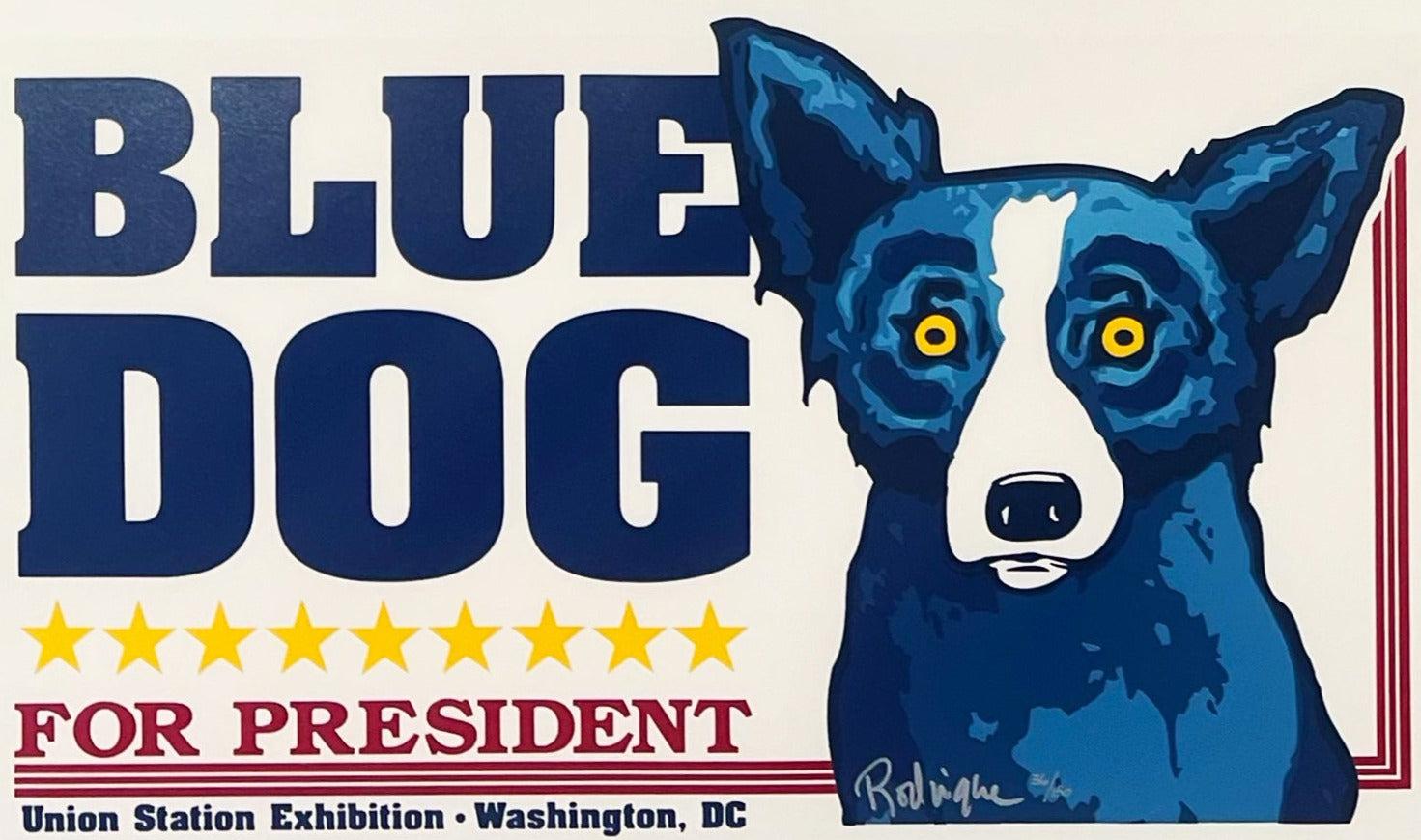 George Rodrigue Animal Print – Union Station (Blauer Hund für Präsident)