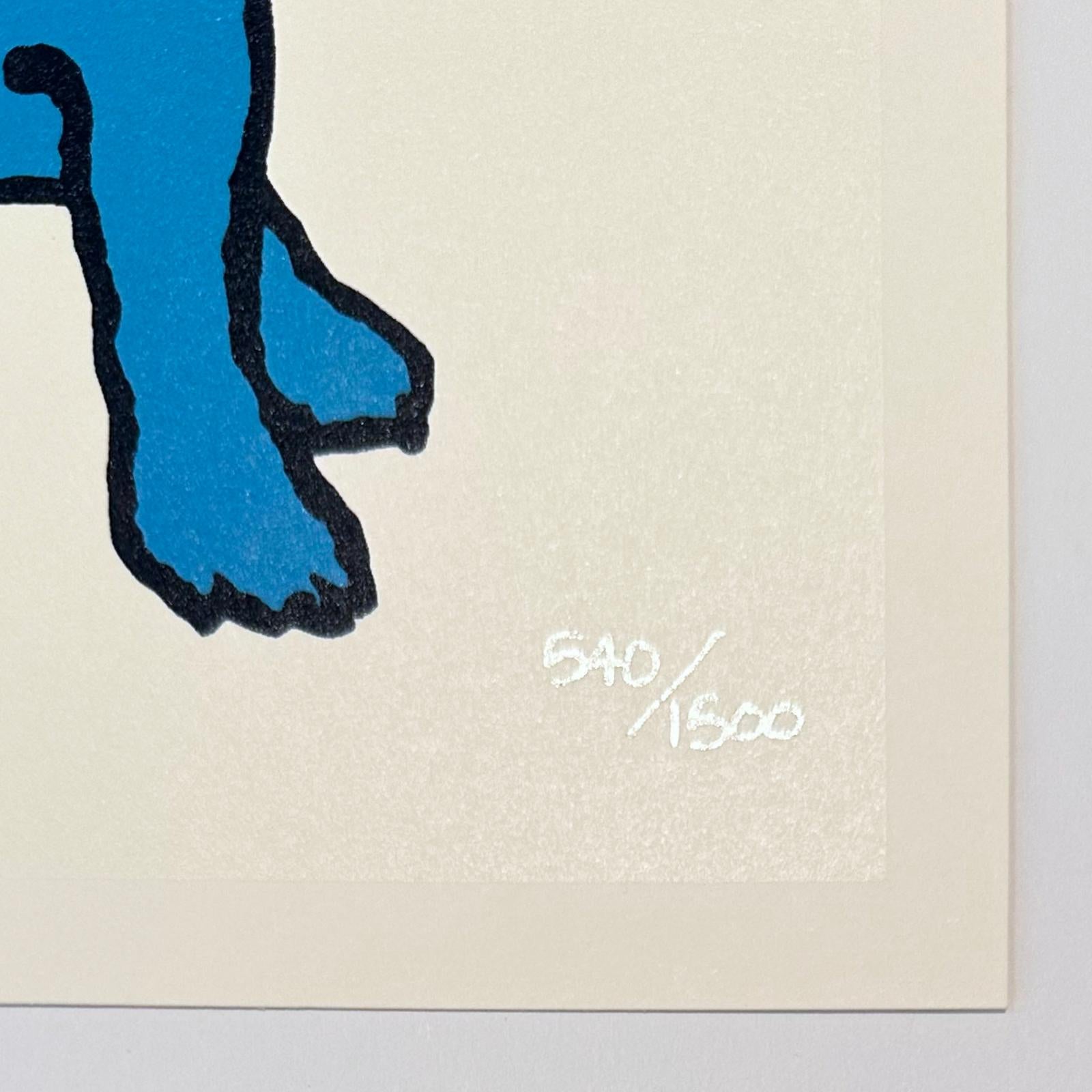 Untitled First Edition Blue Dog - Beige Animal Print by George Rodrigue