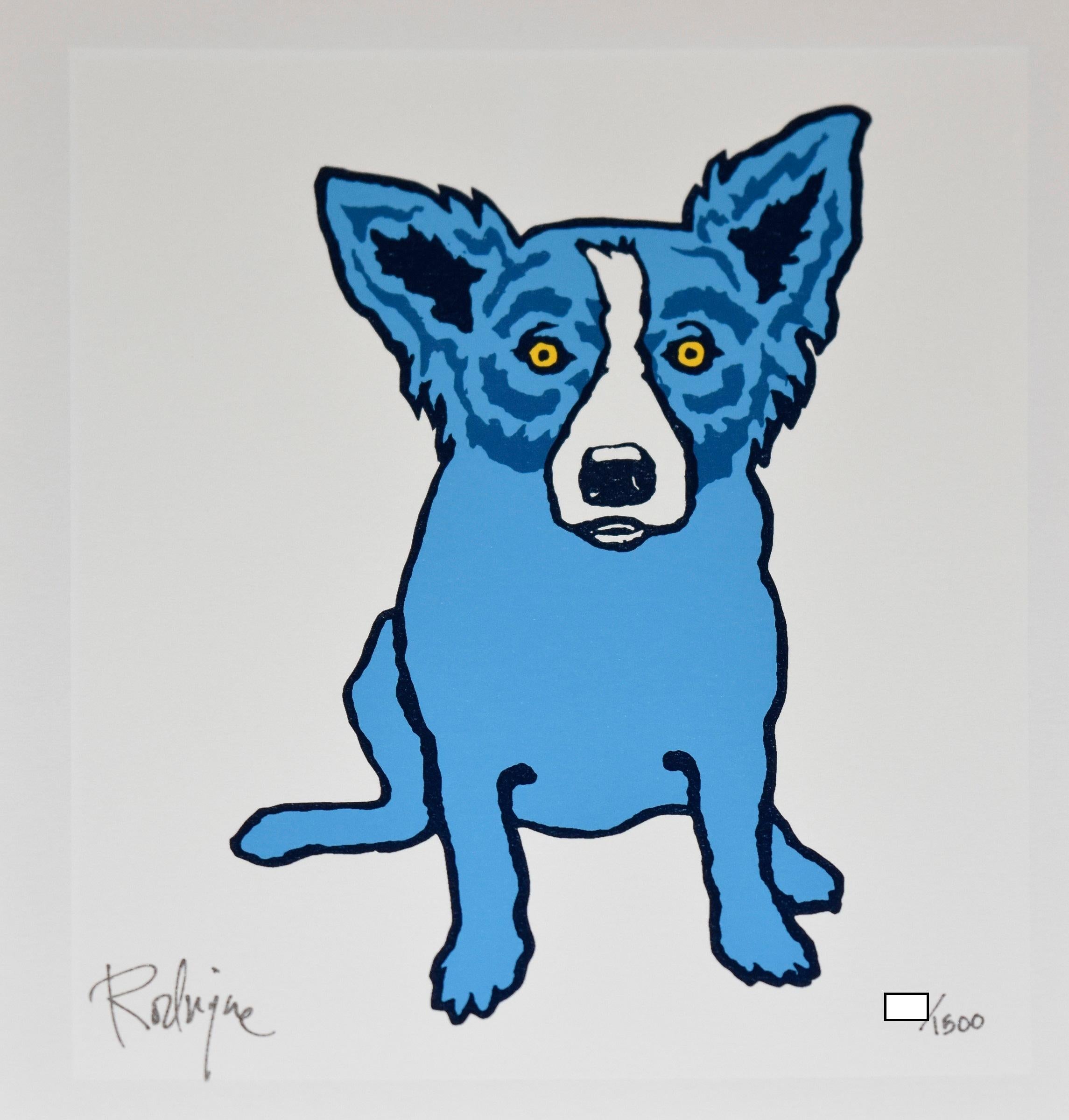 George Rodrigue Animal Print - Untitled First Edition Blue Dog - Signed Silkscreen Print Blue Dog