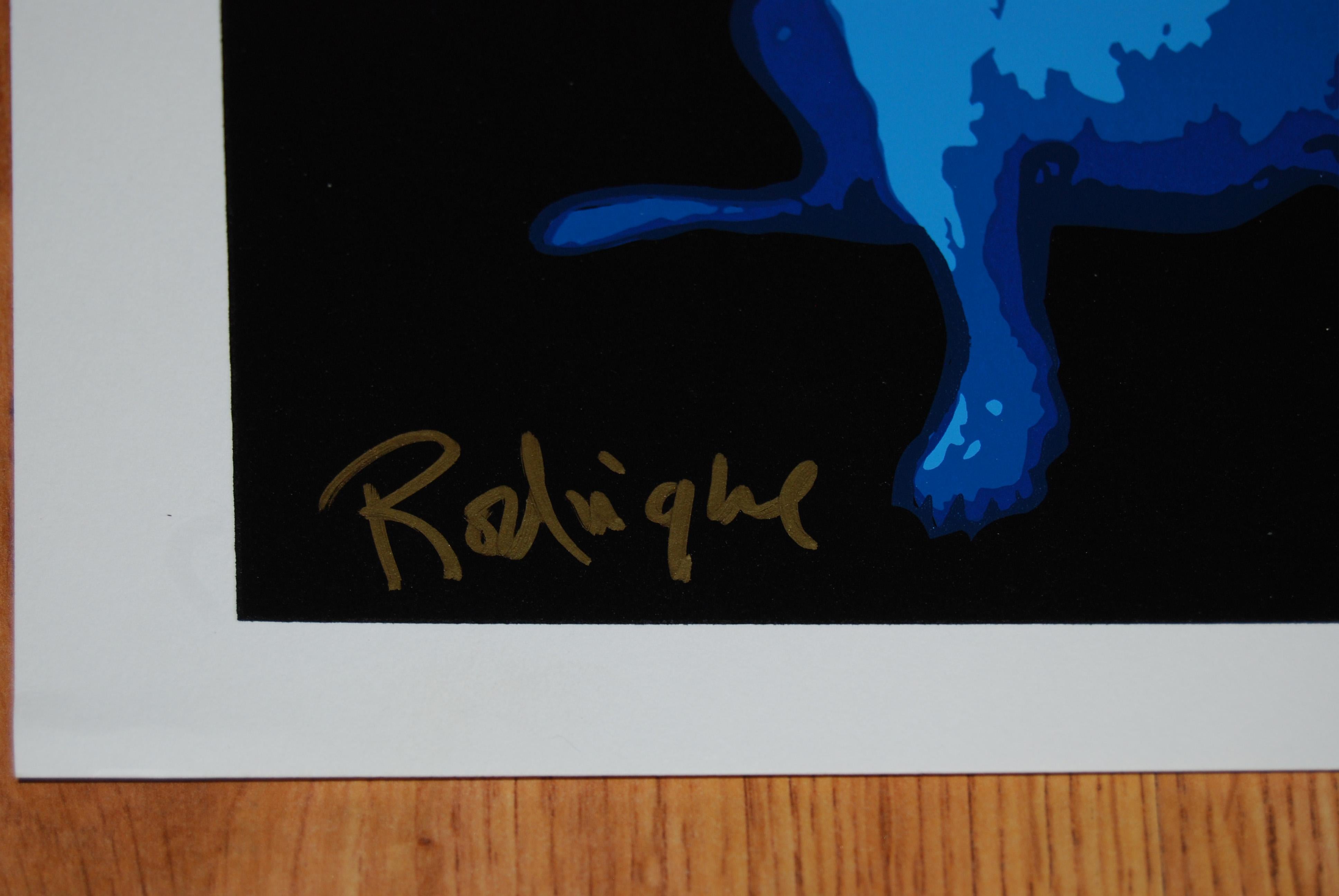 Untitled Proof Black - Signed Silkscreen Blue Dog Print For Sale 2