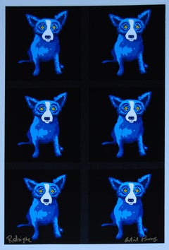 Untitled Proof Black - Sérigraphie en soie imprimée de chien bleu signée