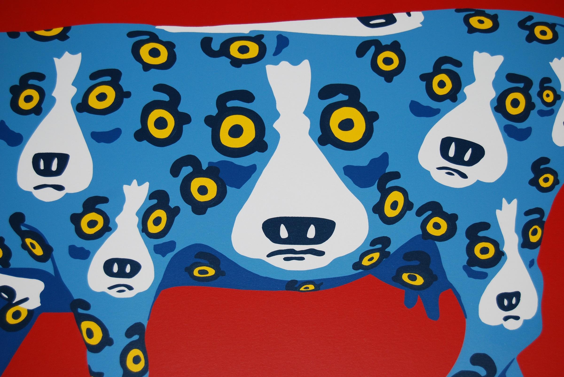 Walkin' Across Texas Red - Stampa serigrafica firmata del cane blu - Print Pop Art di George Rodrigue