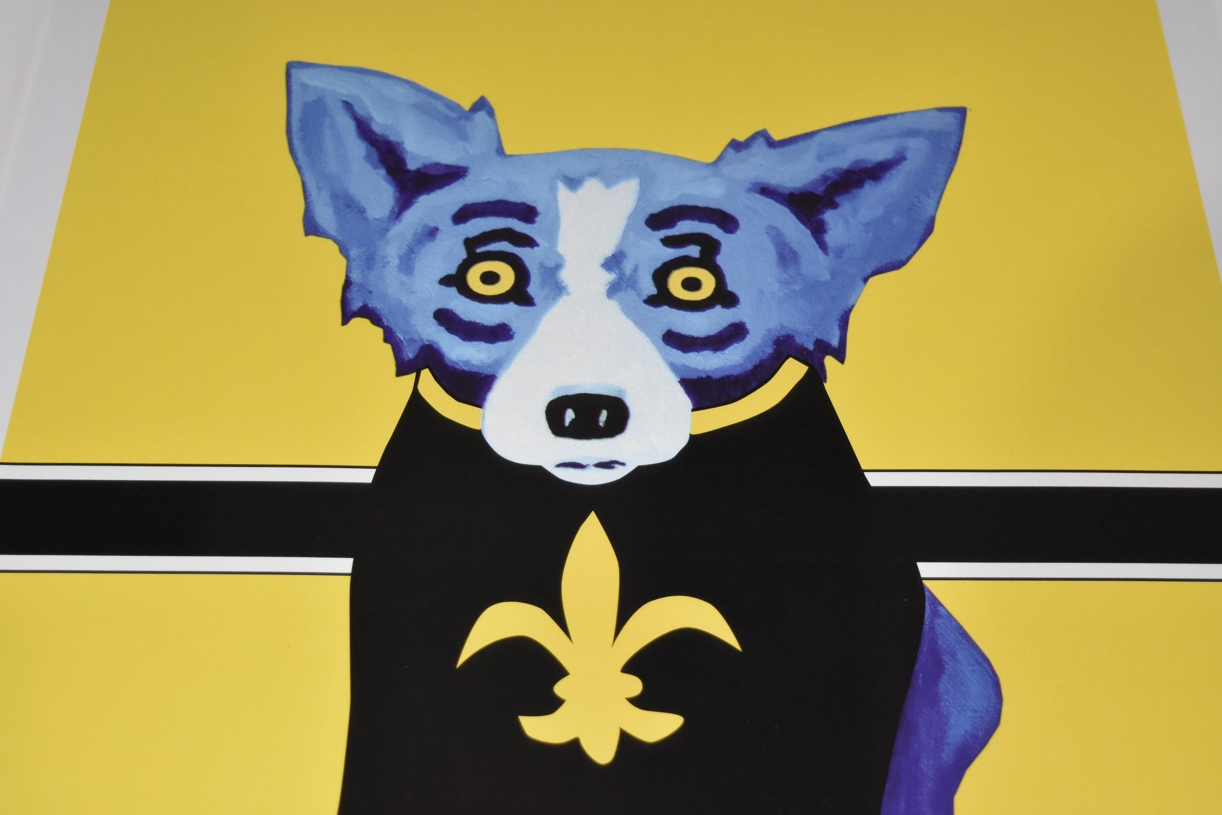 Artist:  George Rodrigue
Title:  Blue Dog “We Are Marching Again”
Medium:  Silkscreen	
Date:  2006
Edition:  Open
Dimensions:  23 X 18”
Description:  Signed & Framed.  (has a nick on the left side of frame see photos)
Condition:  Excellent 

