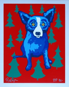 Wrap Me Up For Christmas - Signed Silkscreen Print Blue Dog Holiday Print Sale
