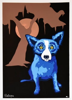 Y-Moon Black - Serigrafia firmata Cane Blu