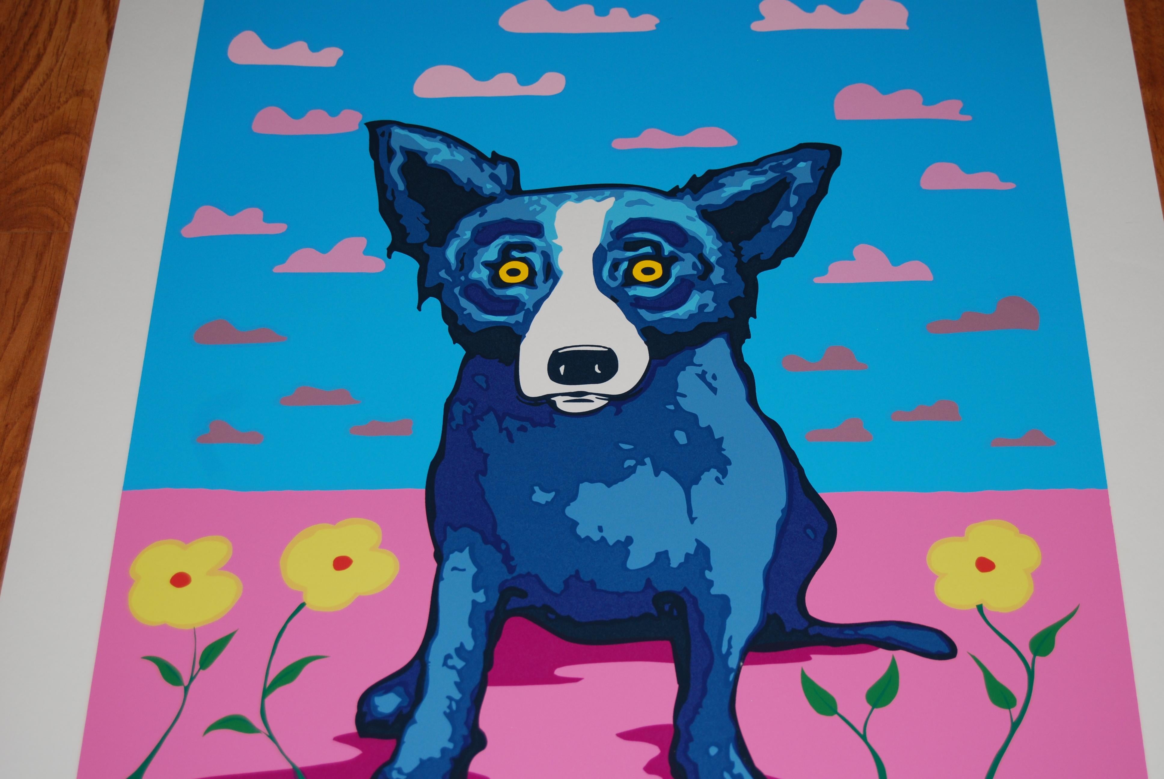 You Make My Landscape Happy - Signed Silkscreen Print Blue Dog 1