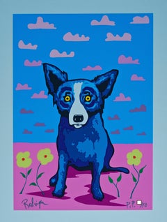 You Make My Landscape Happy - Signed Silkscreen Print Blue Dog