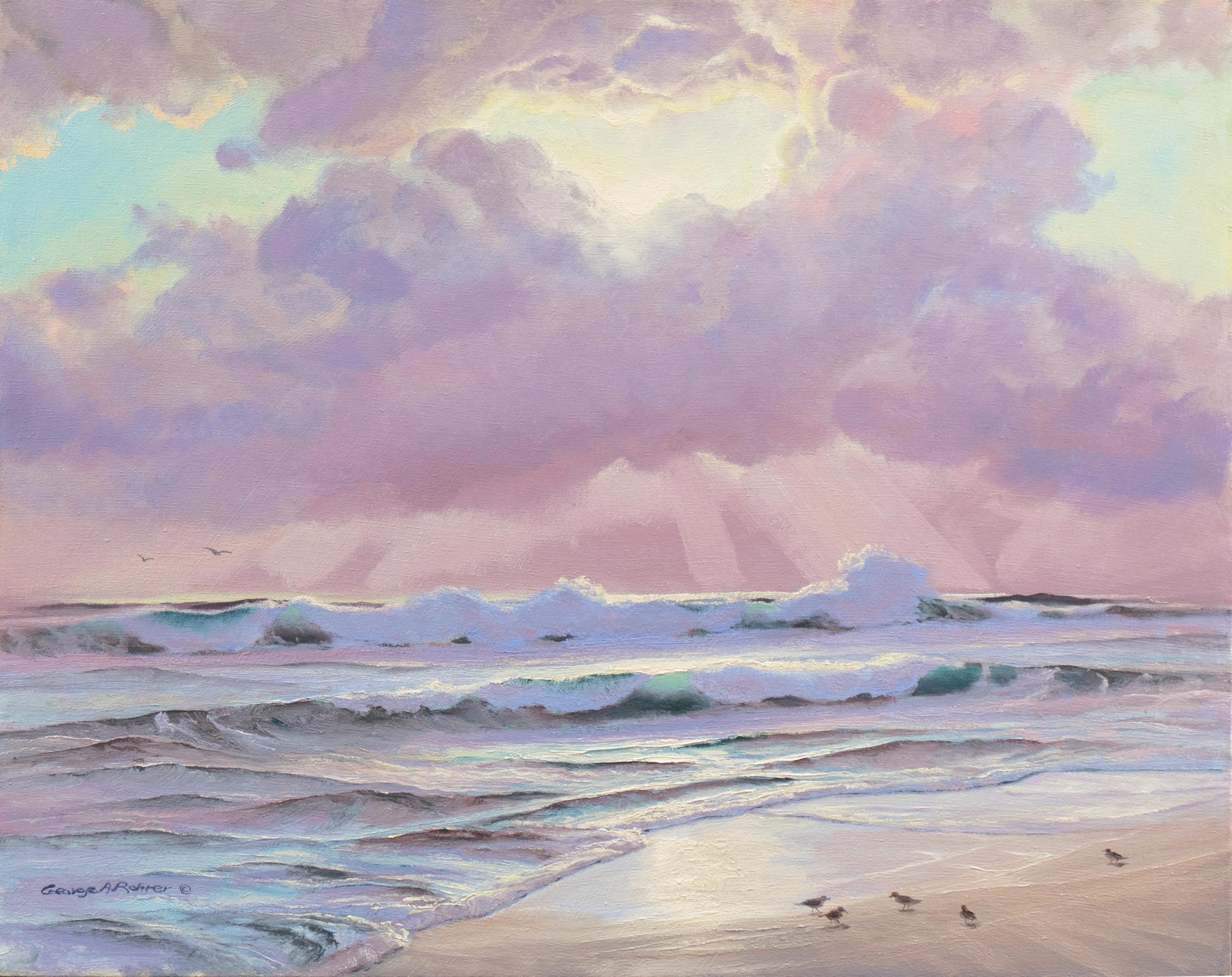 George Rohrer Landscape Painting - 'Pacific Coast Sunset', Art Institute of Chicago, Mendocino, California Artist