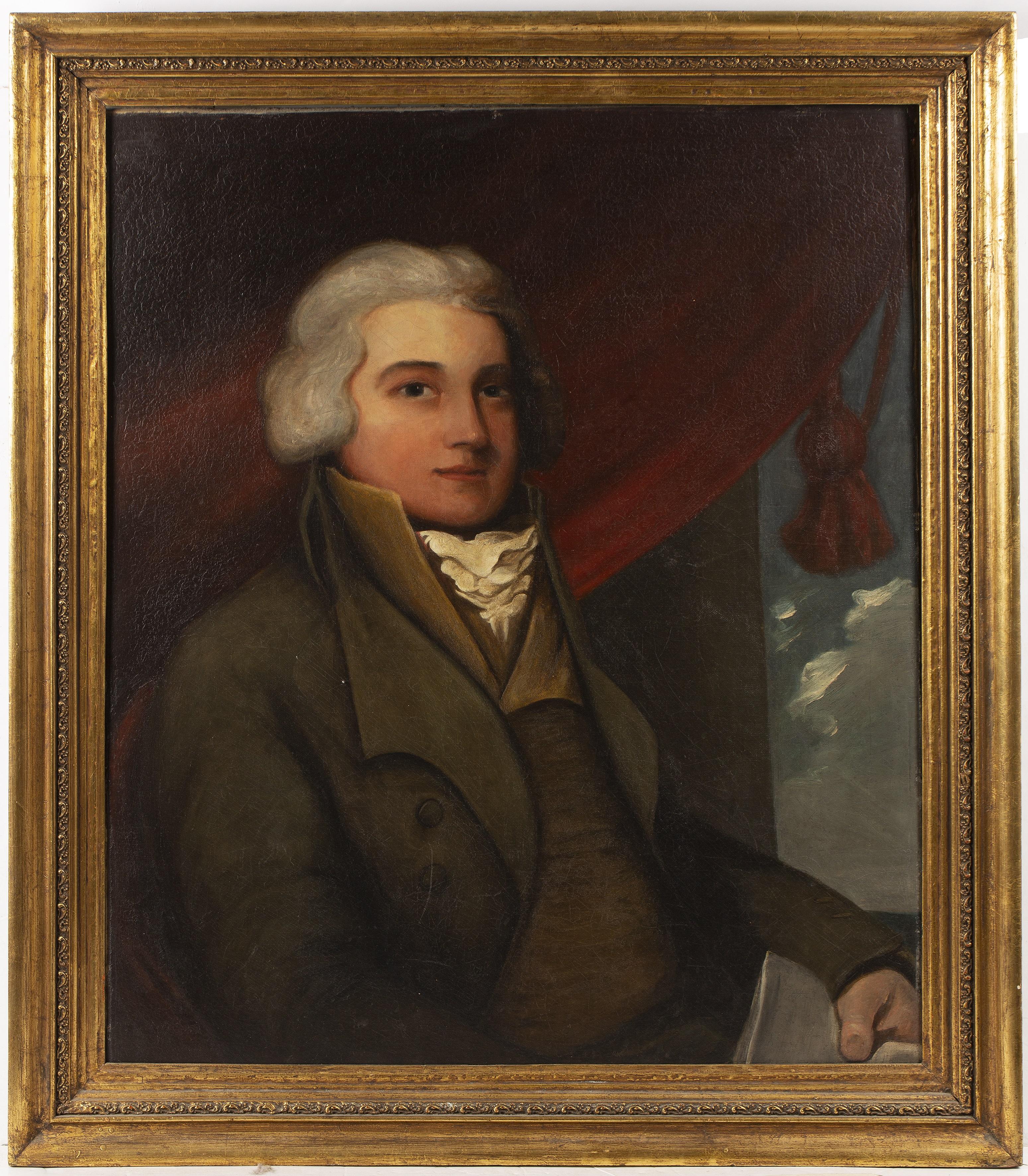 George Romney Figurative Painting - Fine 18th Century English Oil Portrait Smart Gentleman Squire holding Letter