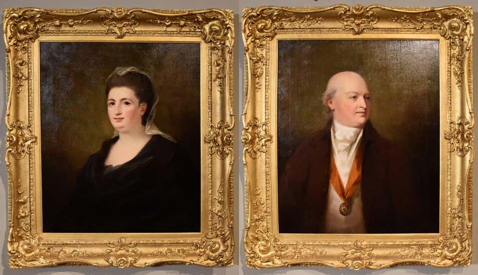 Oil Painting by George Romney "Portraits of a Lady and Gentleman"