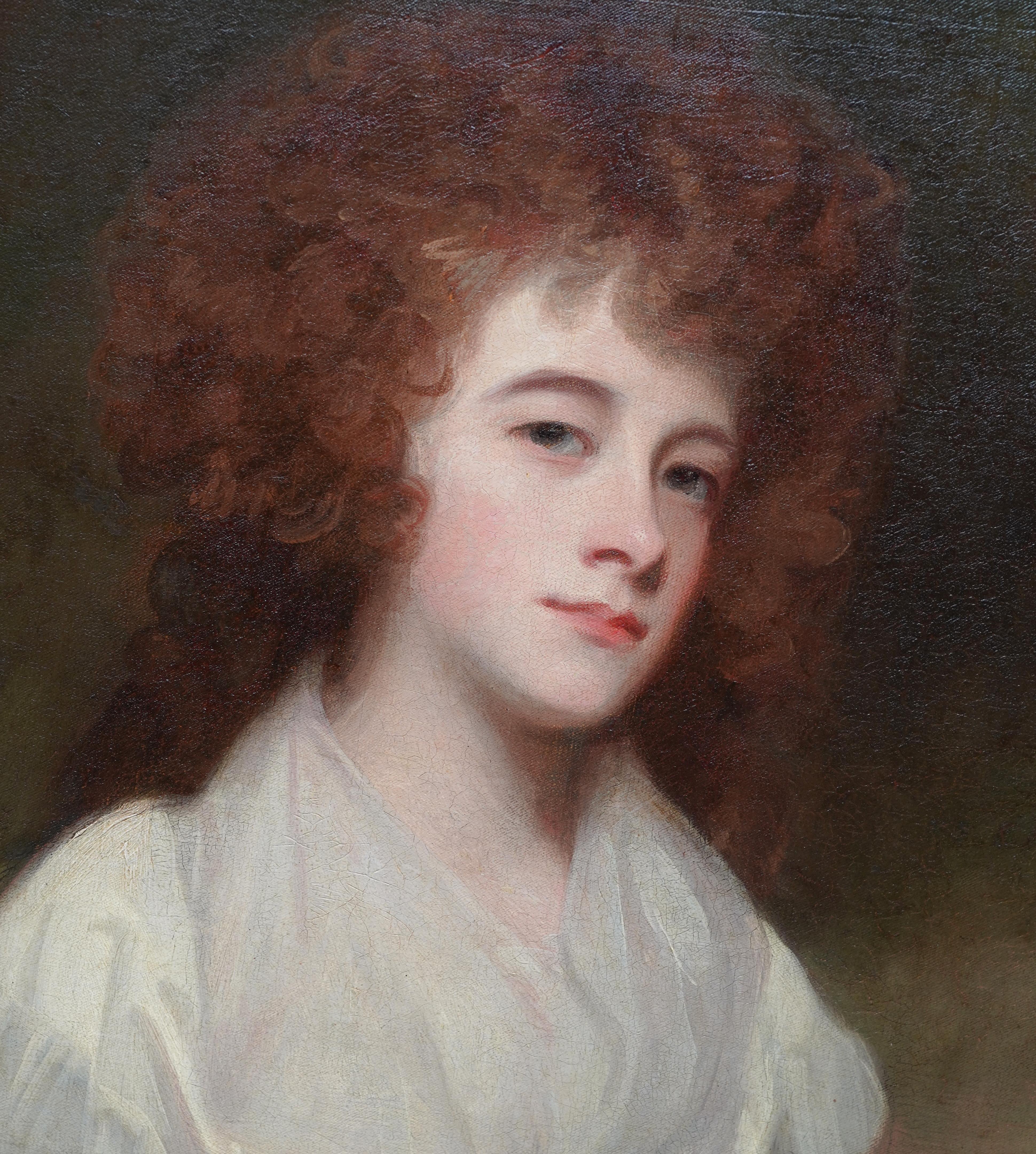 Ritratto di Anne Evelyn - dipinto ad olio di un vecchio maestro britannico del XVIII sec. - Painting Antichi maestri di George Romney
