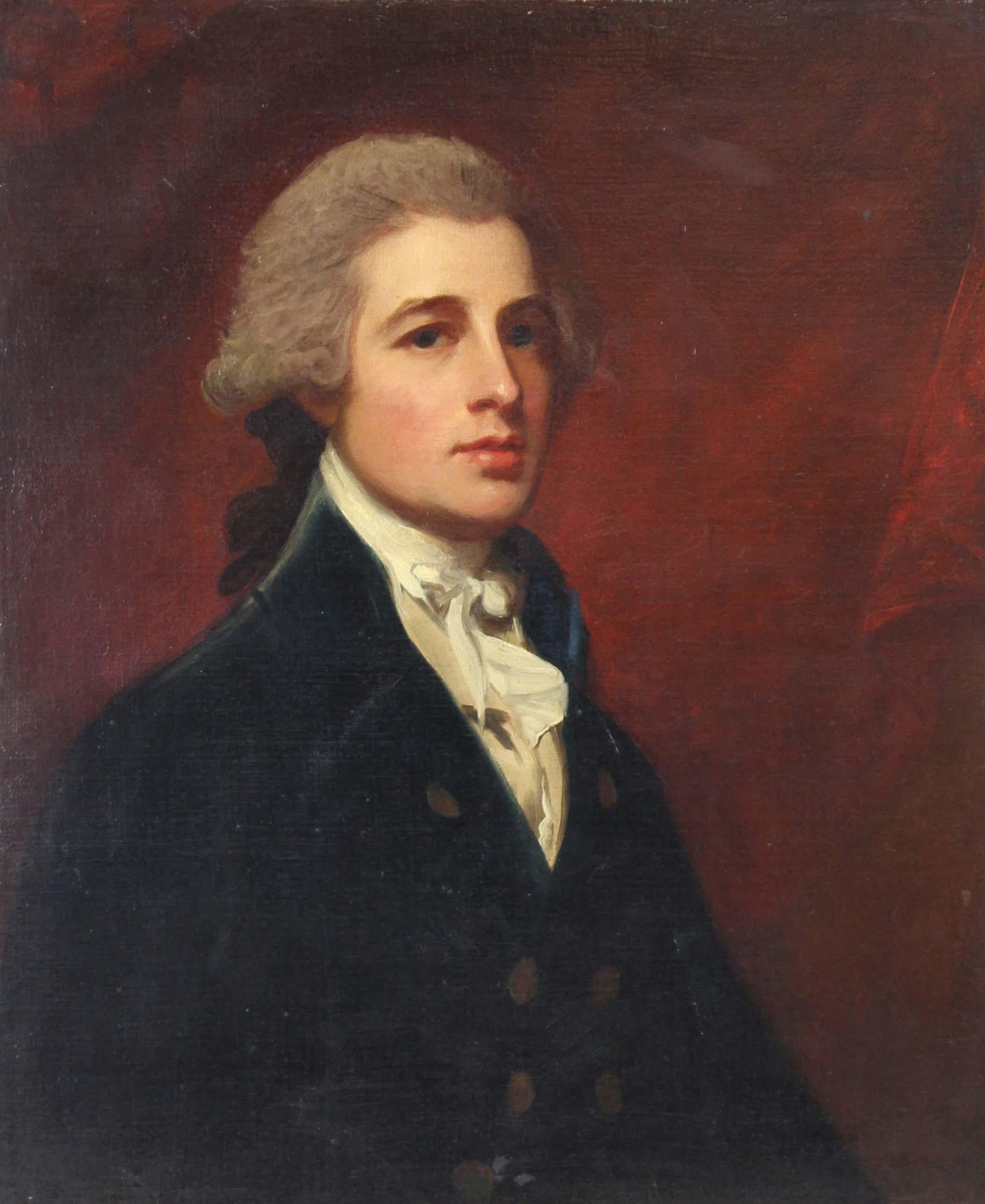 George Romney Portrait Painting - English 18th century portrait of Mr Holland, c. 1785