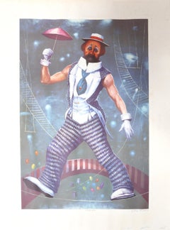 High Wire, Surrealist Lithograph by George Russin