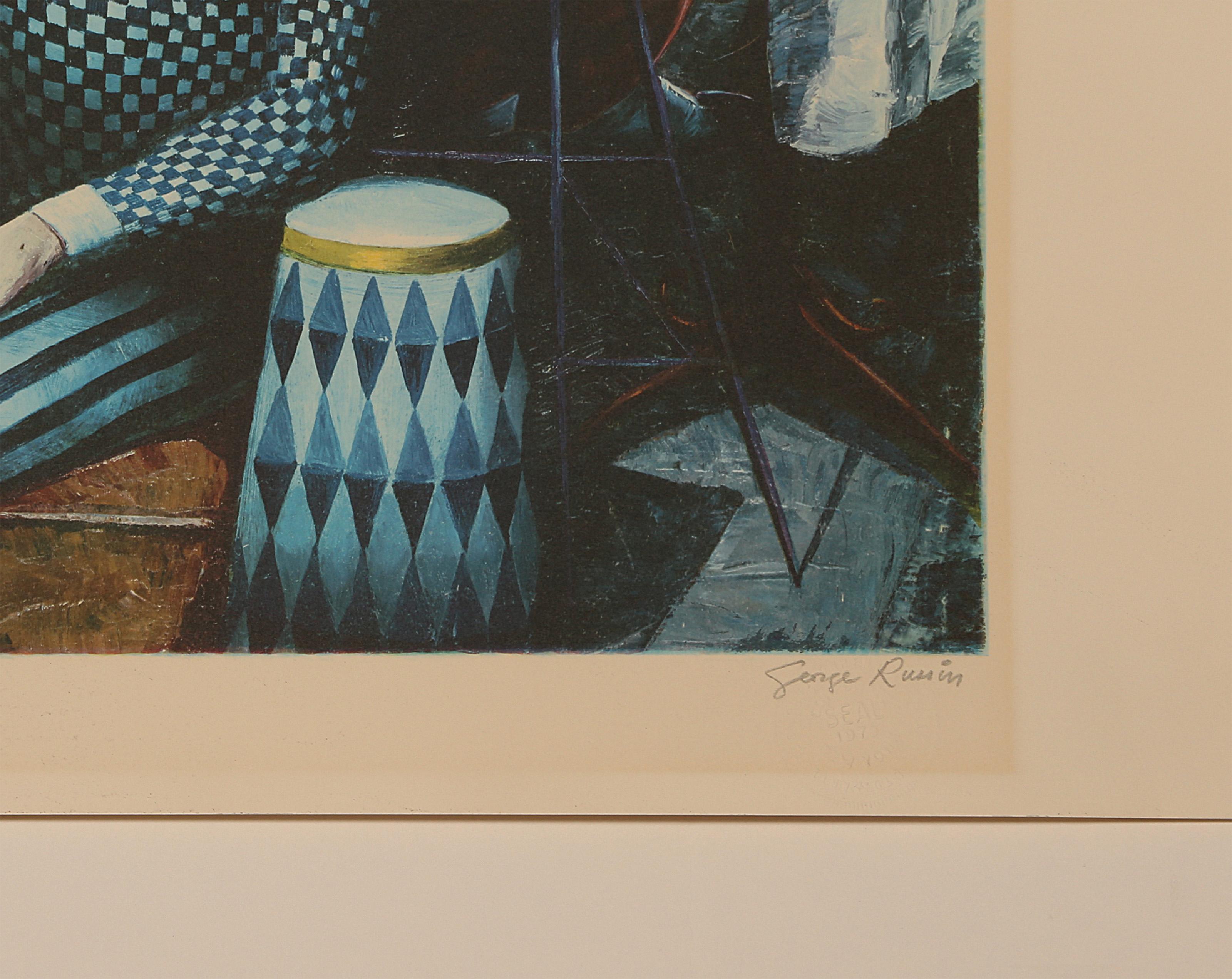 In Between Acts, surrealistische Lithographie von George Russin im Angebot 3