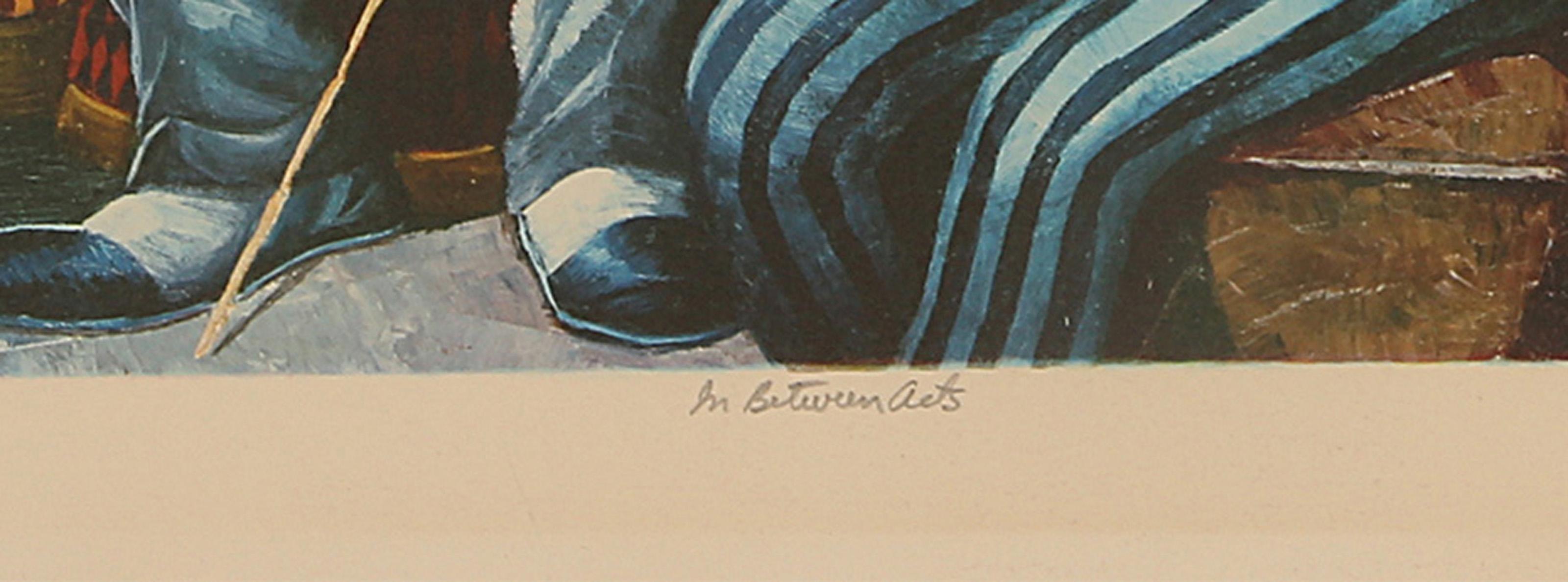 In Between Acts, surrealistische Lithographie von George Russin im Angebot 4