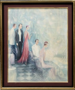 George Russin « Américain, 1910-2010 », « Figures dans un théâtre », huile sur toile