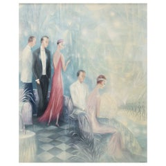 George Russin 'American, 1910-2010', 'Figures in a Theatre', Oil on Canvas