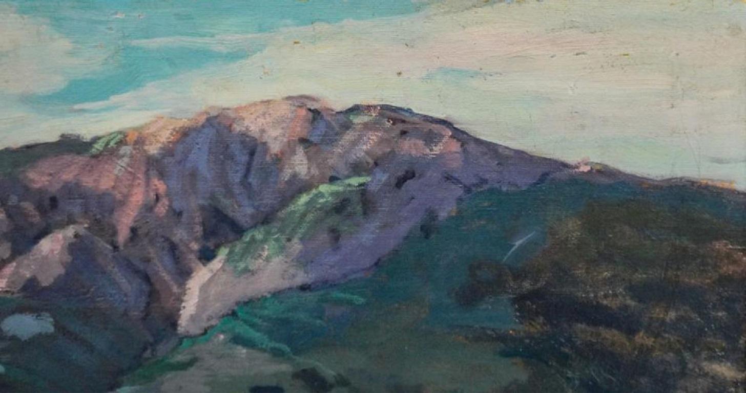 Américain Peinture de paysage de montagne en désert de Californie de George Sanders Bickerstaff en vente
