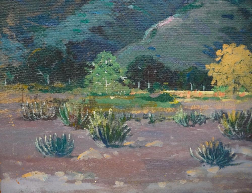 20ième siècle Peinture de paysage de montagne en désert de Californie de George Sanders Bickerstaff en vente