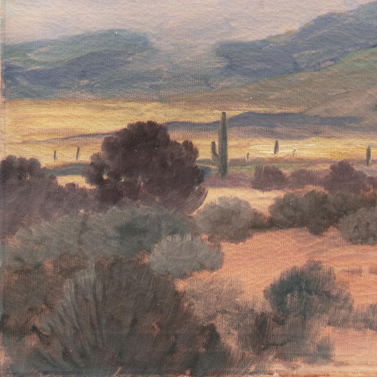 Signed lower right, 'Bickerstaff' for George Sanders Bickerstaff (American, 1893-1954) and painted circa 1950.

This California landscape painter was born in Arizona and studied at the Art Institute of Chicago. He lived and painted in Texas before