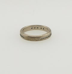 GEORGE SAWYER Mokume Ring 14k Gold & Etched Sterling with 3 Channels of Diamonds