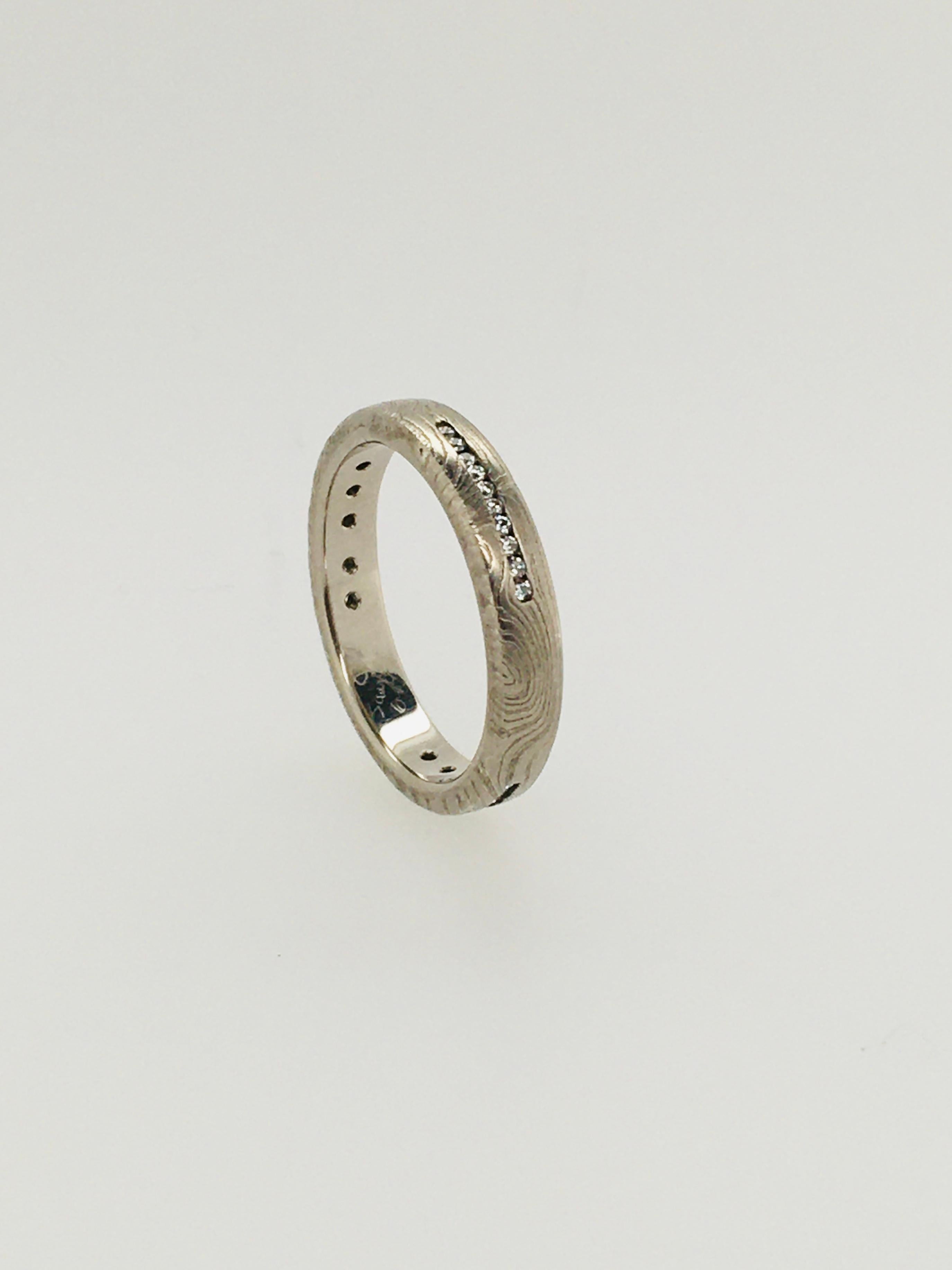 GEORGE SAWYER Mokume-Ring aus Gold und geätztem Sterlingsilber mit 3 Diamanten (Moderne) im Angebot