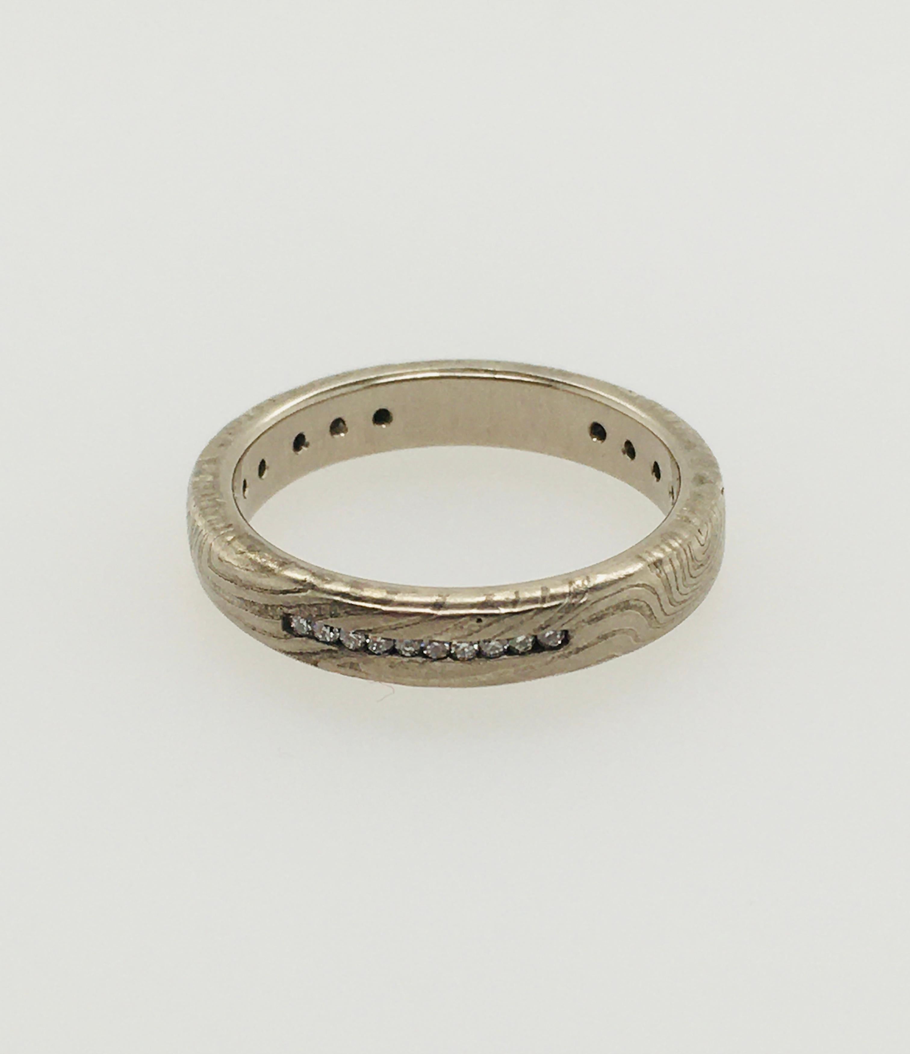 GEORGE SAWYER Mokume-Ring aus Gold und geätztem Sterlingsilber mit 3 Diamanten im Angebot 3