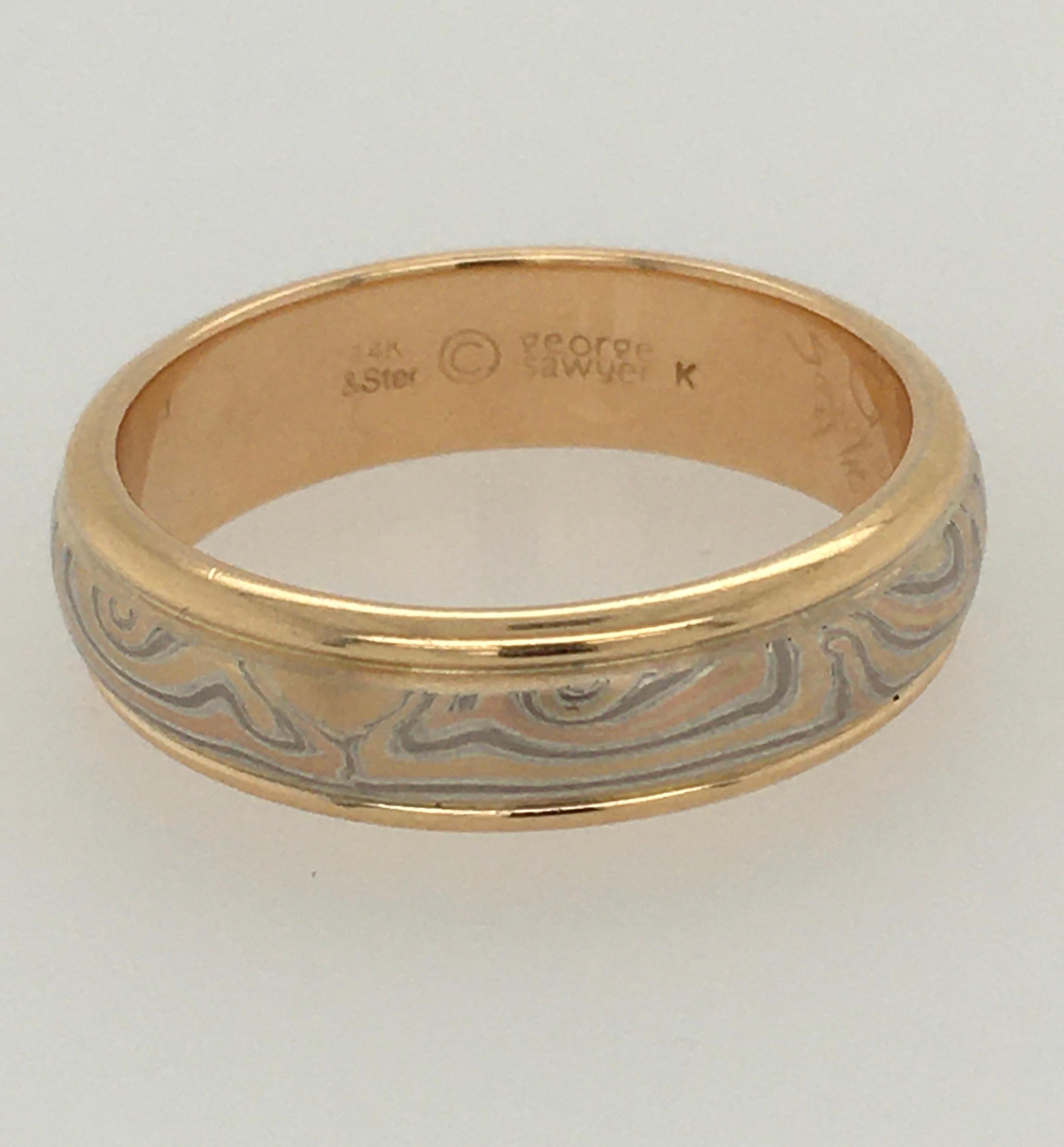GEORGE SAWYER Mokume Round Edge w/ Gold and Etched Copper Ring at ...