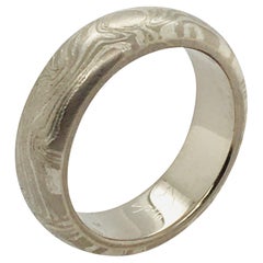 George Sawyer Mokume Gray Gold and Etched Sterling Half Round 6mm Wedding Band