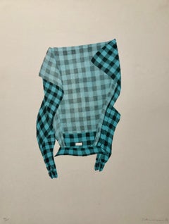 Vintage Untitled Still Life Hanging Plaid Shirt, Figurative Poetry Lithograph